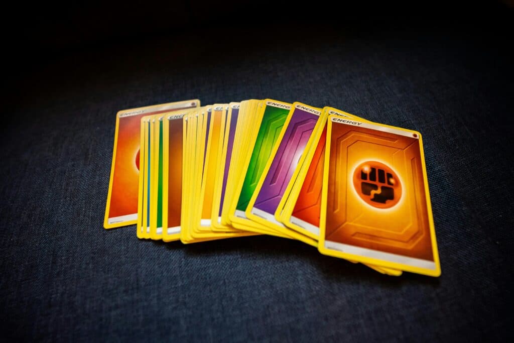 Pokemon cards on a table